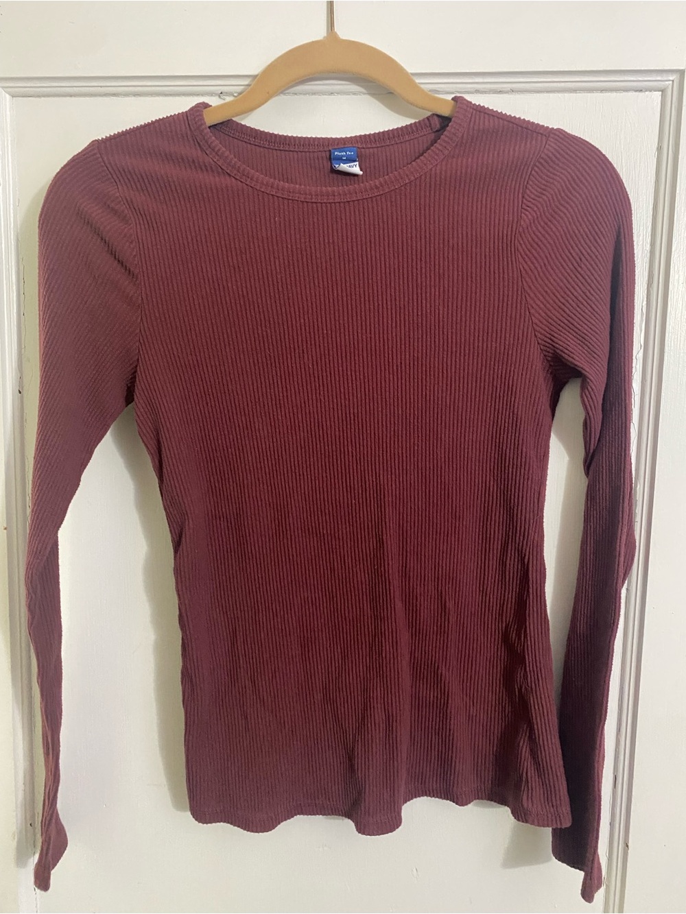 Old Navy Plum Ribbed Long Sleeve Crewneck